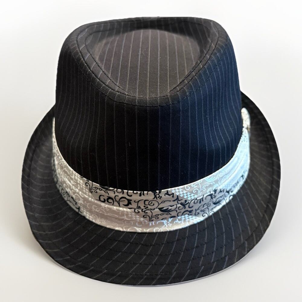 Goorin Bros Mens Black Fedora Pinstripe Wool Blend Hat Size L Cap 100-0055